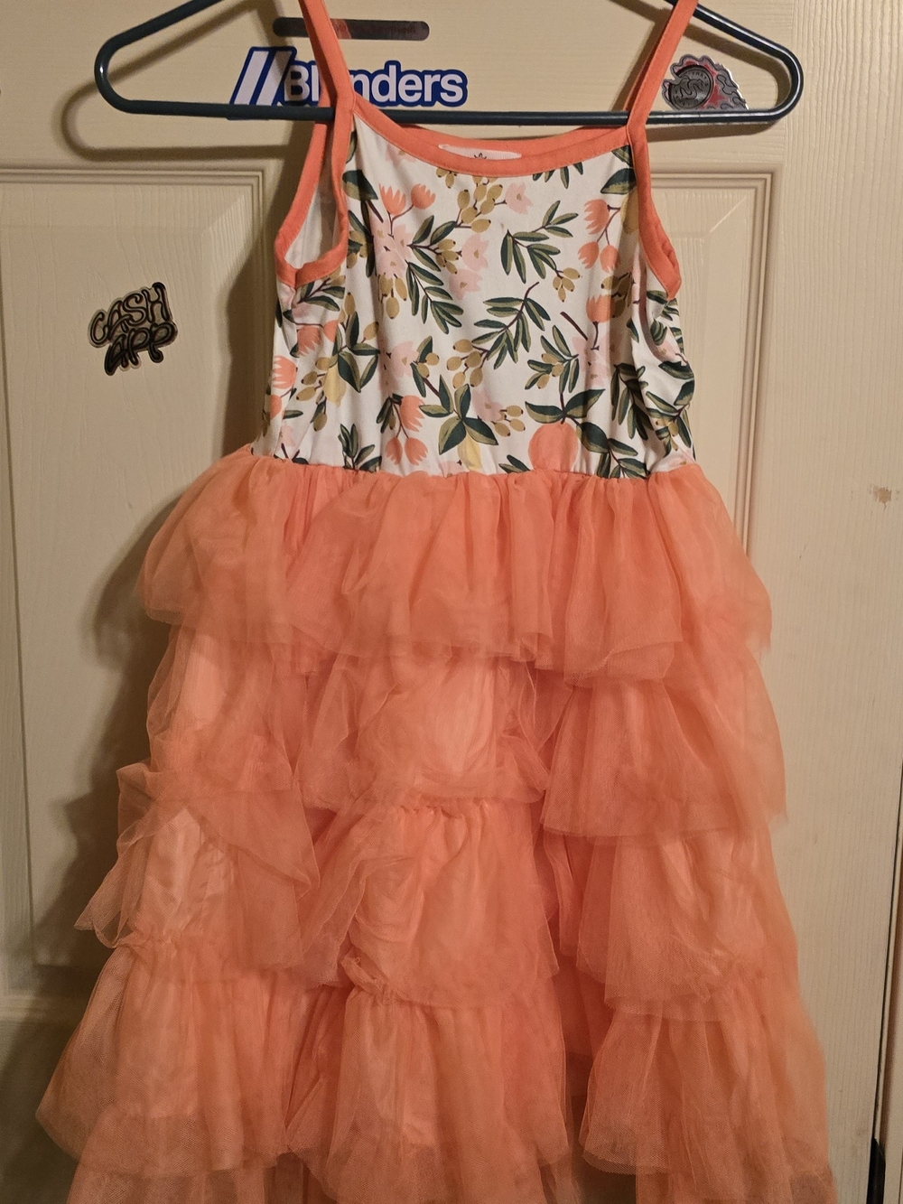 Avenue Peach Floral Bodice Layered Tulle Dress Girls Xxxxl